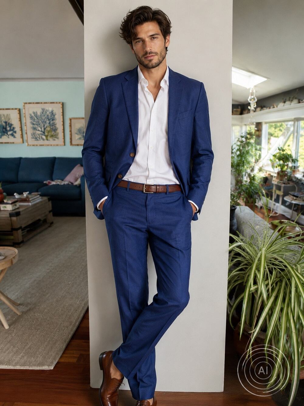 Indochino Luxury Blue Wool Cashmere Suit 42R 36x30 Tailored Modern Wedding exec